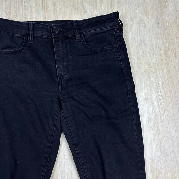 American Eagle Ne(x)t Level Stretch Black Distressed Skinny Jegging Jeans Size 8 - Picture 2 of 15